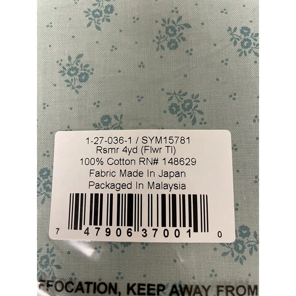 Boundless Fabrics Sm Green Floral Cotton  Quilting Quilt Back Crafts 4 yds‎